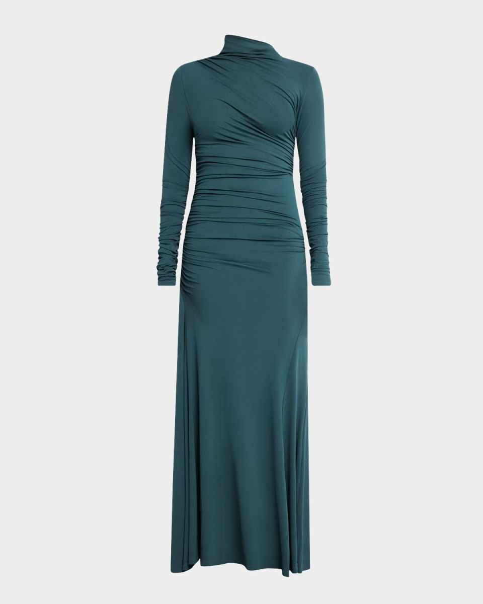 Africa Gathered Turtleneck Maxi Dress